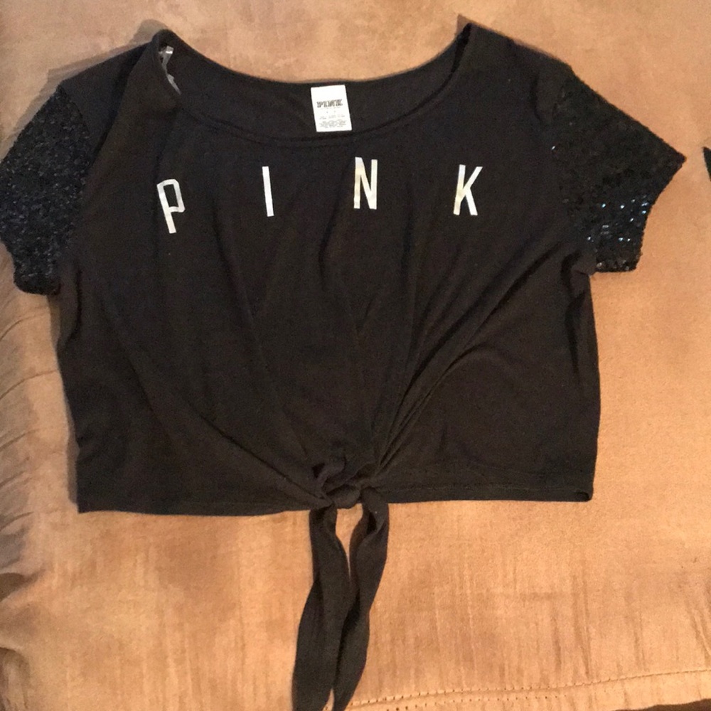 PINK SEQUIN CROP TOP
